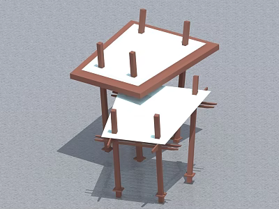 Swing Door Frame Structure With Wooden Posts And Installation Components Design 3d model