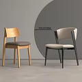 POLIFORM Modern Dining Chairs with Wooden Frame Grey Cushion and Black Frame Beige Cushion