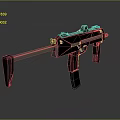 3D Submachine Gun Weapon Model With Black Silver Design And Magazine Barrel