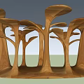 Wooden Tea Table and Chairs with Unique Tree Shaped Legs and Artistic Base Design