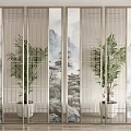 screen partition landscape painting screen 3d model