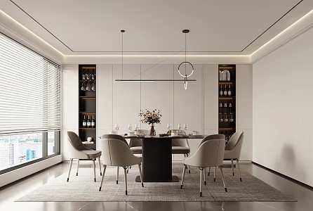 Modern Dining Table and Chair Round Table 3d model