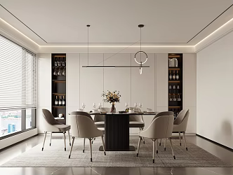 Modern Dining Table and Chair Round Table 3d model