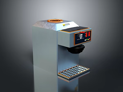 Silver Computer Device With Orange Top Control Panel Buttons Indicator Lights And Bottom Grill Tray 3d model