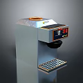 Silver Computer Device With Orange Top Control Panel Buttons Indicator Lights And Bottom Grill Tray 3d model