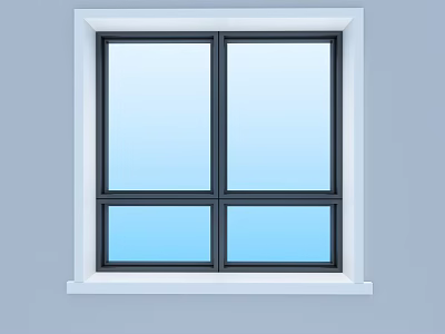 Modern Black Frame Casement Window With Double Panes And Blue Sky View 3d model