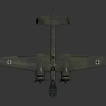 Detailed Blue Military Airplane Model With Cross Insignia On Dark Reflective Surface