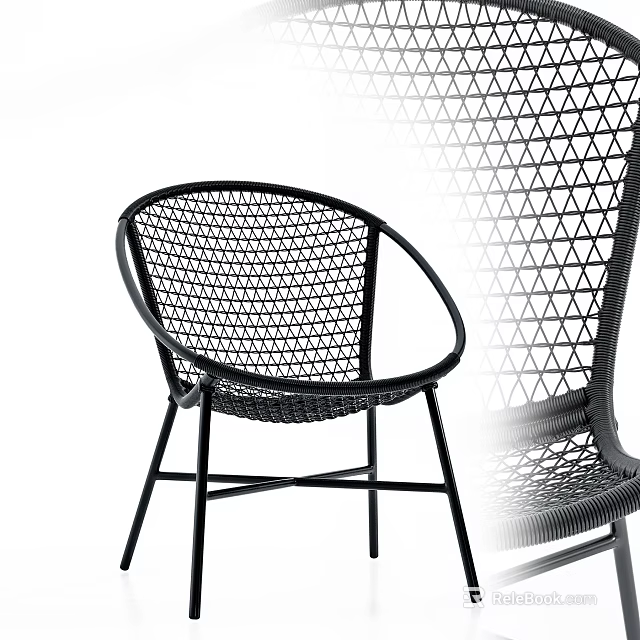 Modern Black Leisure Chair With Breathable Mesh Design And Sturdy Metal Frame 3d model 