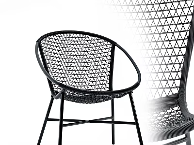 Modern Black Leisure Chair With Breathable Mesh Design And Sturdy Metal Frame 3d model