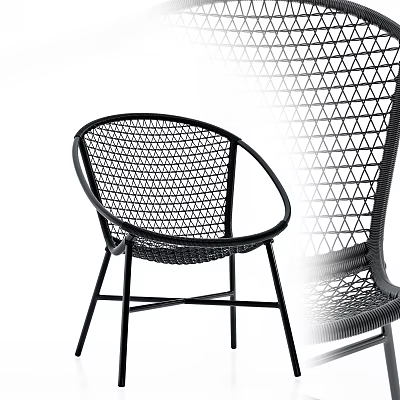 Modern Black Leisure Chair With Breathable Mesh Design And Sturdy Metal Frame 3d model