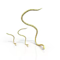 Three Golden Snakes With Curved Shiny Bodies On White Background