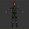 Camouflage Uniform Character Standing With Tactical Vest And Gray Background