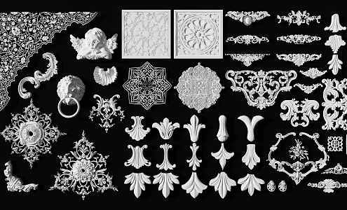 European Carved Gypsum Carved Combination 3d model