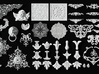 European Carved Gypsum Carved Combination 3d model