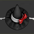 Game Movie Character With Black Hat Red Bow Blonde Hair White Apron And Black Dress