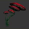 Artistic Red Mushrooms With White Spots And Green Stems In Various Sizes