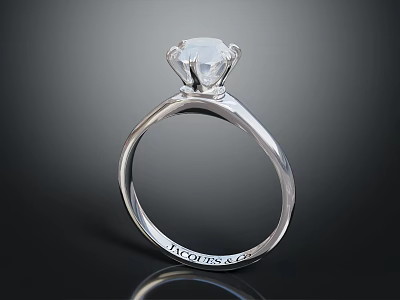 Stunning Solitaire Diamond Ring With Platinum Band And Engraved TACORI CO Interior Design 3d model