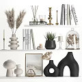 Stylish Modern Decorative Ornament Set With Vases Plants Candles Books And Frames