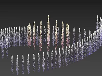 Colorful Gradient Columnar Garden Decor In Wave Shaped Outdoor Landscape Arrangement 3d model