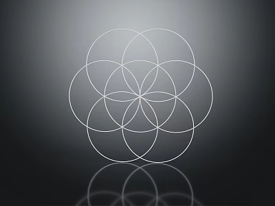 Smart Machine Geometric Design Featuring Interlocking Circles On Dark Background With Reflection 3d model