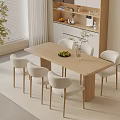 Cream style dining table and chair sideboard direct drinking machine fruit plate 3d model