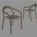 Modern Minimalist Dining Chairs With Wooden Frame Curved Armrests And Upholstered Seat