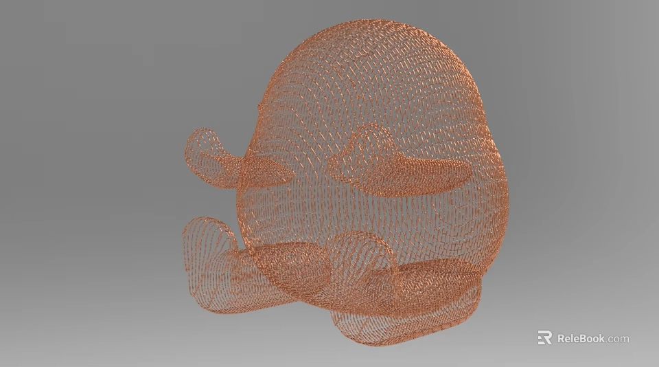 Orange Mesh Structure With Irregular Shape As Art Installation Design 3d model 