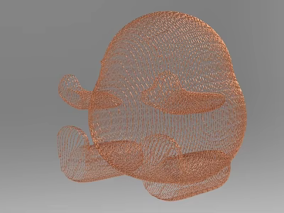Orange Mesh Structure With Irregular Shape As Art Installation Design 3d model