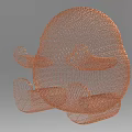 Orange Mesh Structure With Irregular Shape As Art Installation Design 3d model