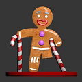 Festive Gingerbread Man With Purple Buttons And Candy Canes On Red Base 3d model