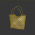 Handwoven Basket With Dual Handles And Colorful Woven Pattern Design