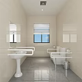 Accessible Restroom Interior With Grab Bars Sink Toilet And Tiled Walls