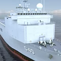 Modern Naval Warship With Helicopter Landing Deck Circular Markings And Radar Systems On Open Sea