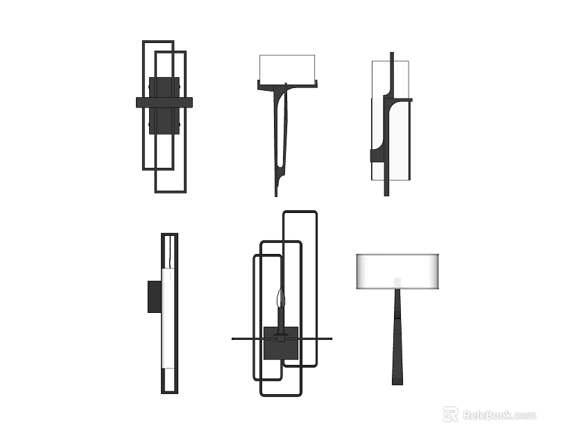 Modern Wall Lamps Featuring Various Sleek Geometric Designs And Styles 3d model