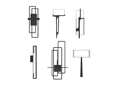 Modern Wall Lamps Featuring Various Sleek Geometric Designs And Styles 3d model