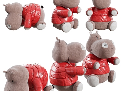 Modern Toy Hippo Plush Toy Doll 3d model