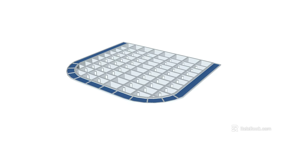 Structural Component With White Grid Panels And Blue Border Edges For Architectural Use 3d model 