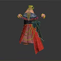 Traditional Red Robe With Blue Gold Decorations Black Belt And Tassels