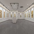 Spacious Bright Art Studio With White Walls Gray Floors Traditional Paintings And Recessed Lighting