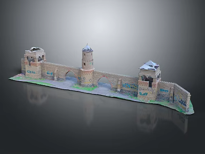 Detailed Medieval Castle Model Featuring Stone Towers Archways And Fortified Walls 3d model