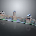 Detailed Medieval Castle Model Featuring Stone Towers Archways And Fortified Walls