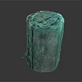 Weathered Wooden Stump With Stone Copper Patina Accents And Natural Grain Texture