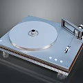 Modern Turntable With Silver Platter Metal Tonearm Wooden Base And Control Buttons