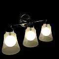 Modern Wall Sconce With Three Glass Shades And Metal Frame Design For Home