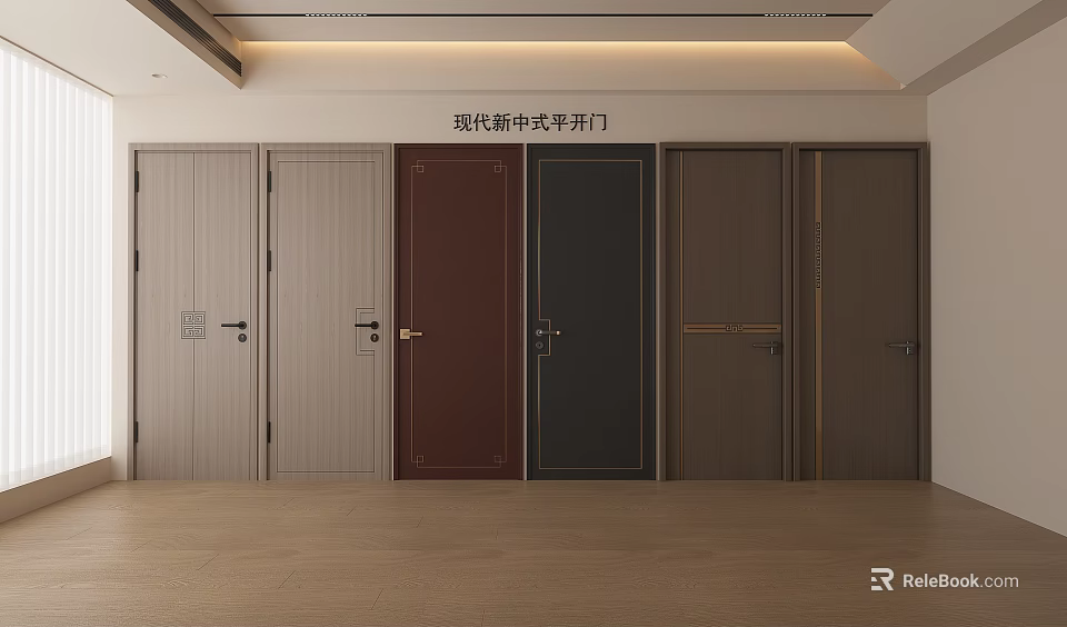 Modern Neo-Chinese Swing Door Interior Design With Various Styles And Colors 3d model 