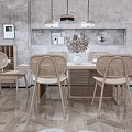 Nordic Dining Table and Chair Combination Dining Table and Chair 3d model