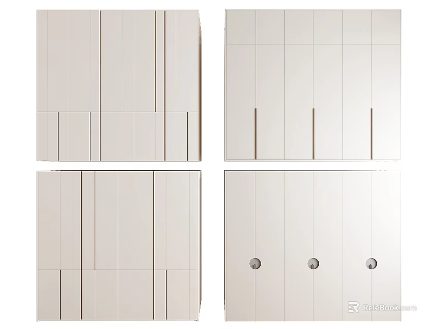 Modern White Wardrobe Designs With Panel Doors And Round Knobs Storage Solutions 3d model