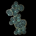 Teal Leaf Shaped Wall Decor With Golden Border And Intricate Patterns 3d model