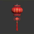 Red Decorative Lantern With Golden Characters And Hanging Tassel For Daily Use