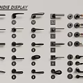 Various Door Handles Display Featuring Assorted Modern Designs Shapes And Styles 3d model